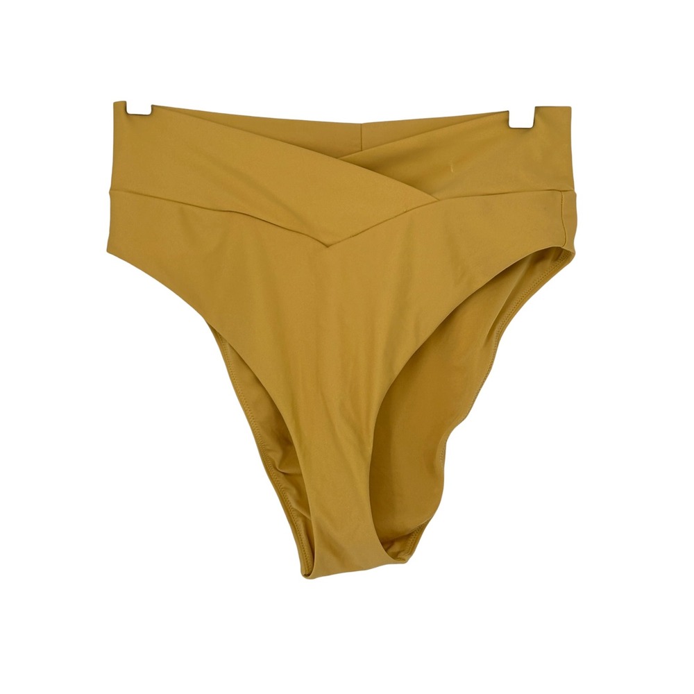Aerie Bikini Bottoms Yellow High Waisted High Cut Cheeky Large